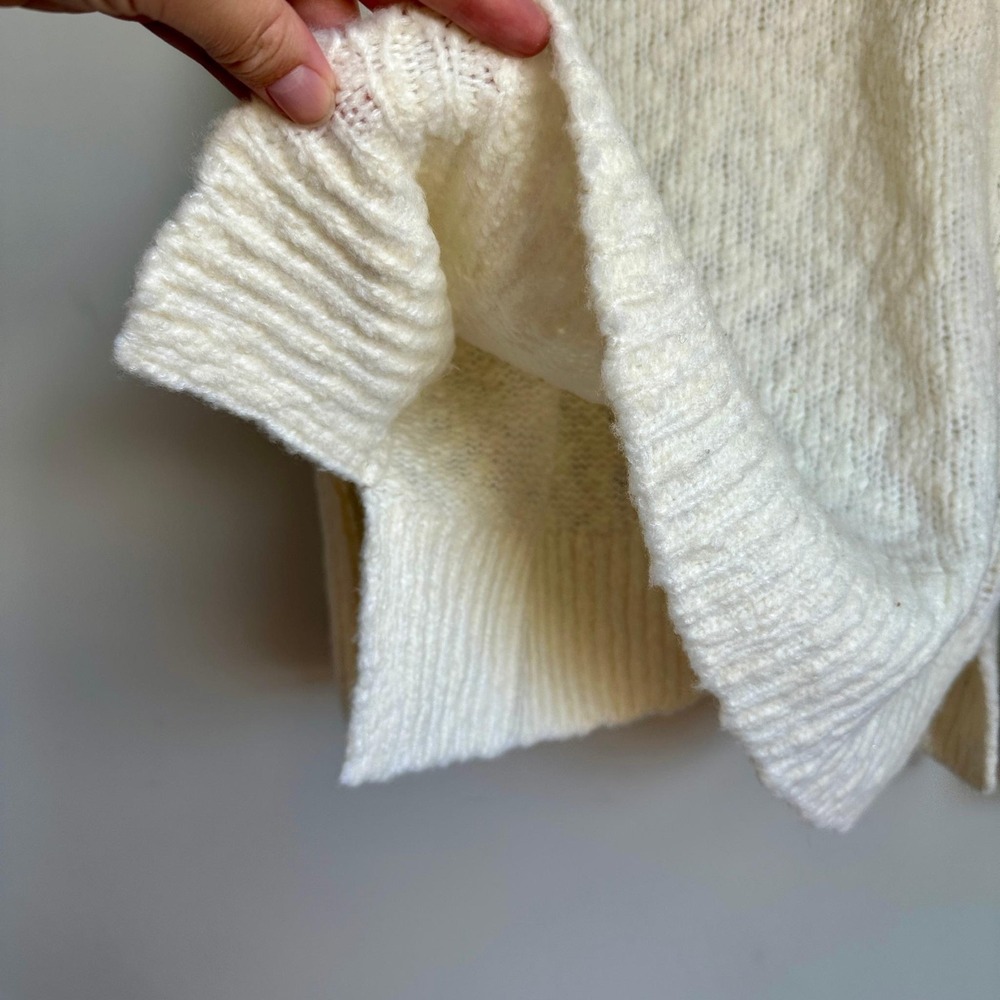 Vince Sweater Womens XS Ivory Wool Blend Mock Neck Ribbed‎ Chunky Knit NWT - Picture 4 of 10